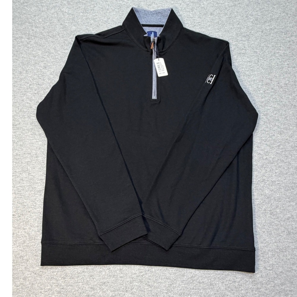 johnnie-O Mens Sully 1/4 Zip Pullover Black JMKO1460 XL New With Tags CC Logo